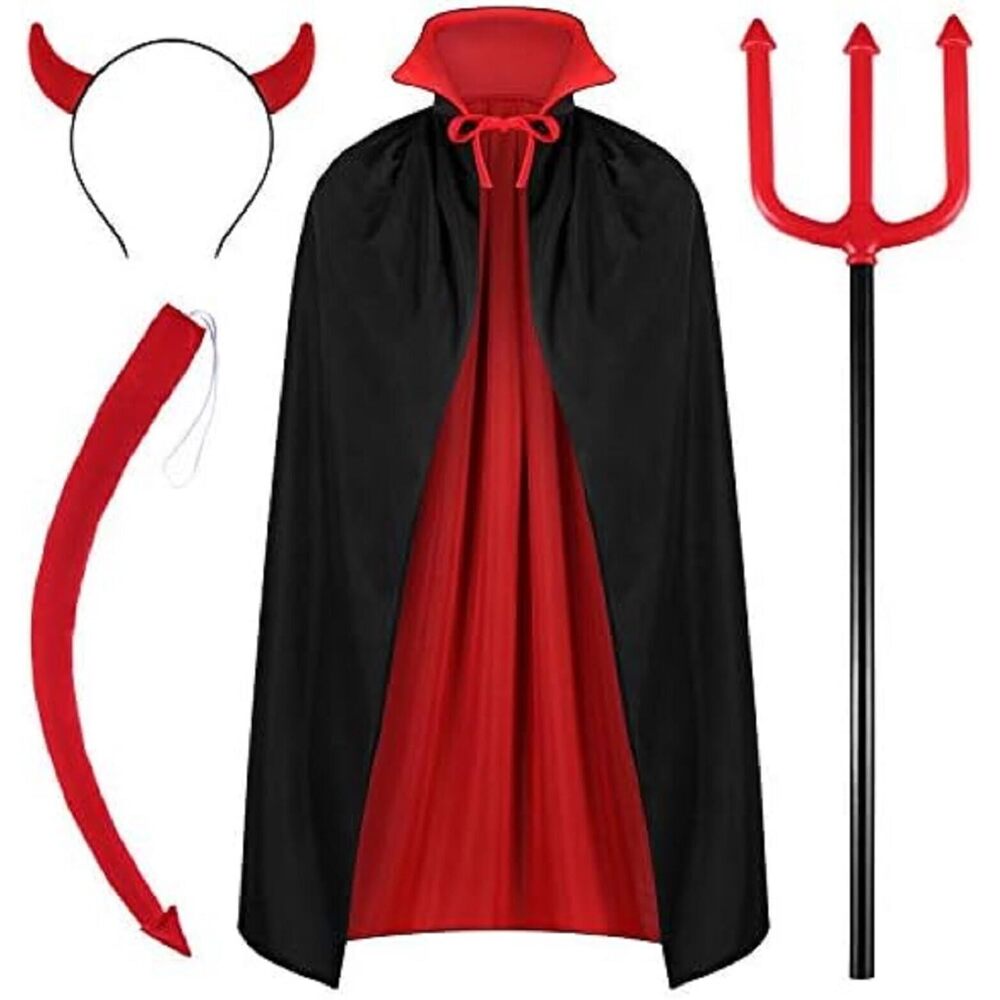 2129 4 Pack Halloween Devil Costume Set For Reversible Cloak